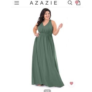 Unworn Azazie Floor Length Bridesmaid Dress in Eucalyptus Chiffon Size A14 NWT